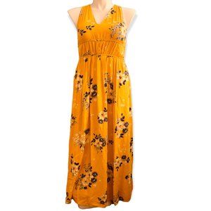 JAPNA | Yellow Floral Racerback Summer Maxi Dress | Sz S